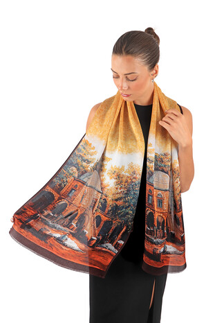 الخردل Kozahan Silk Painting Foulard - Thumbnail