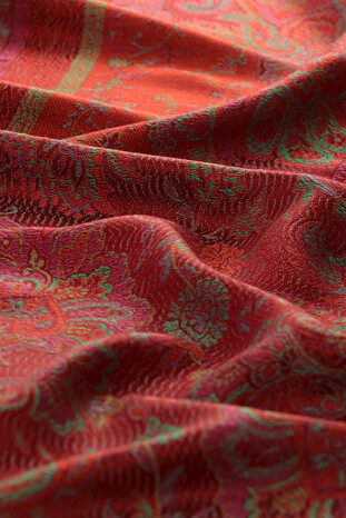 فولارد من الحرير المنسوج من جاماوار باللون الأخضر العنابي - Thumbnail