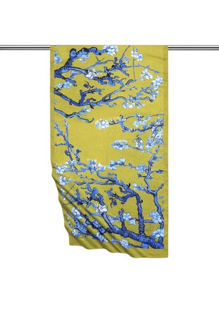 Acid Green Almond Flower Silky Foulard - Thumbnail