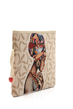 Afro Pattern Tapestry Handbag - Thumbnail