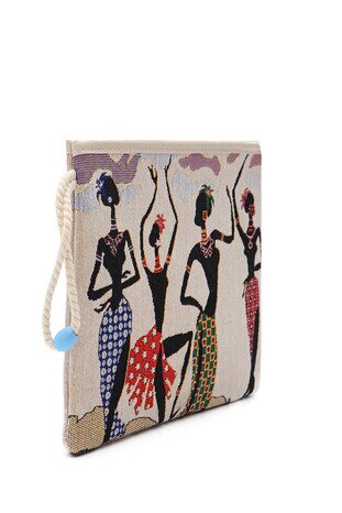 Afro Pattern Tapestry Handbag - Thumbnail