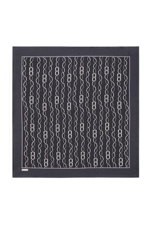 Anthracite Chain Pattern Twill Silk Square Scarf - Thumbnail