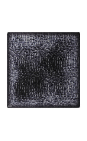 Anthracite Deren Pattern Twill Silk Square Scarf - Thumbnail