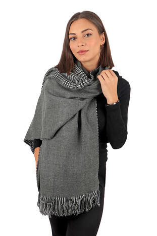 Anthracite Double Sided Winter Shawl - Thumbnail