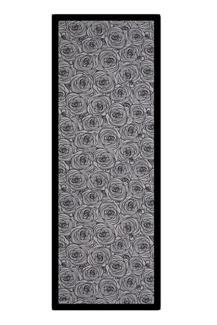 Anthracite Rosa Pattern Twill Silk Scarf - Thumbnail