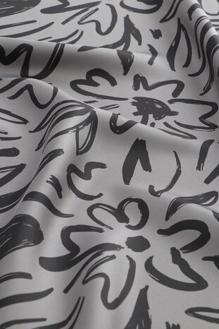 Anthracite Spring Pattern Twill Silk Scarf - Thumbnail