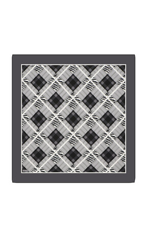 Anthracite Tile Pattern Twill Silk Square Scarf - Thumbnail