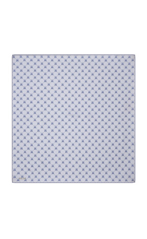 Baby Blue Butterfly Monogram Twill Silk Square Scarf - Thumbnail