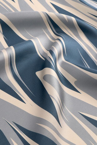 Baby Blue Nilsu Pattern Twill Silk Square Scarf - Thumbnail