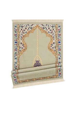 Beige Bamboo Carpet Prayer Rug - Thumbnail