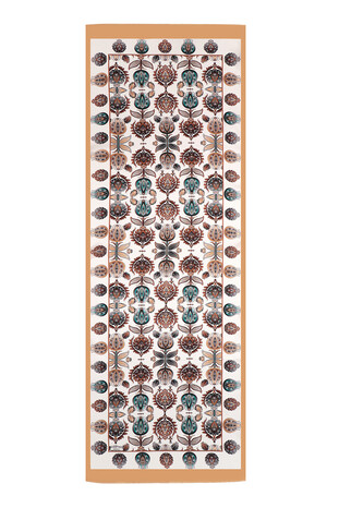 Beige Iznik Pattern Silk Foulard - Thumbnail