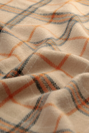 Beige Orange Patterned Winter Shawl - Thumbnail