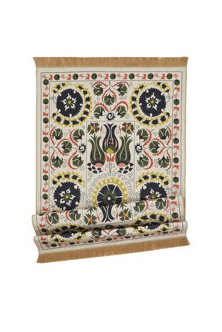 Beige Velvet Carpet Prayer Rug - Thumbnail