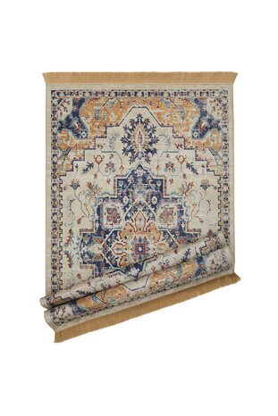 Beige Velvet Carpet Prayer Rug - Thumbnail