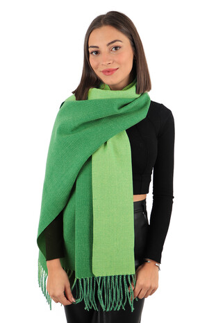 Benetton Green Double Sided Winter Shawl - Thumbnail