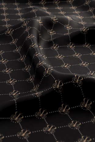 Black Butterfly Monogram Twill Silk Square Scarf - Thumbnail