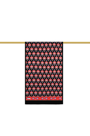 Black Carnation Pattern Silk Foulard - Thumbnail