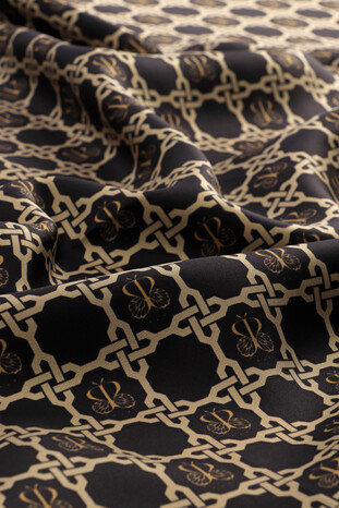 Black Chain Monogram Twill Silk Square Scarf - Thumbnail