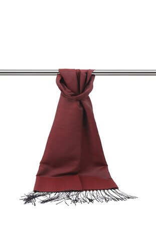 Black Claret Red Silk Look Scarf - Thumbnail