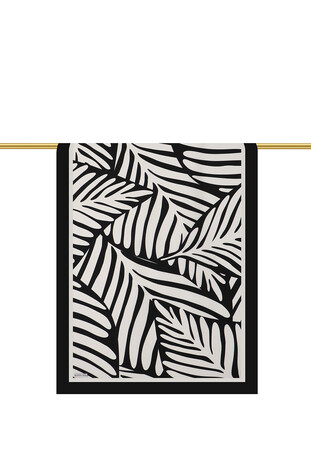 Black Crop Pattern Twill Silk Scarf - Thumbnail