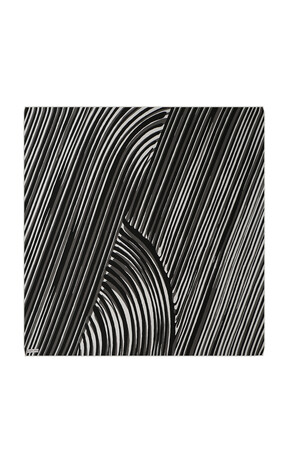 Black Illusion Pattern Twill Silk Square Scarf - Thumbnail