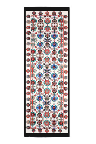 Black Iznik Pattern Silk Foulard - Thumbnail