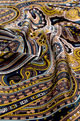 Black Marrakesh Pattern Sura Silk Scarf - Thumbnail