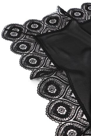 Black Narrow Guipure Mawlid Scarf - Thumbnail