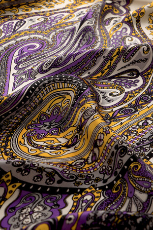 Black Nile Pattern Sura Silk Scarf - Thumbnail