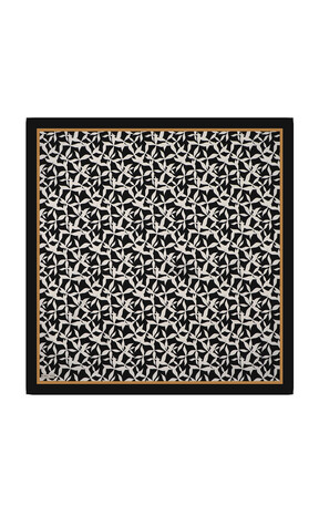 Black Pia Pattern Sura Silk Square Scarf - Thumbnail