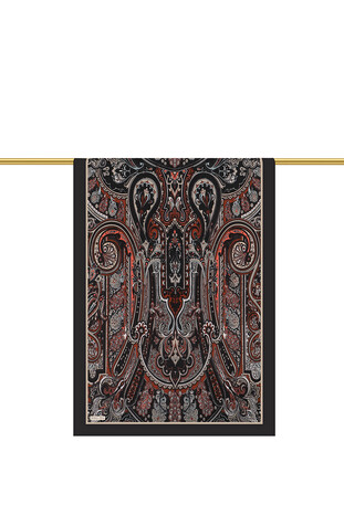 Black Sahara Pattern Sura Silk Scarf - Thumbnail