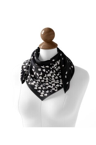 Black Snowdrop Sura Silk Square Scarf - Thumbnail