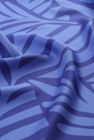 Blue Crop Pattern Twill Silk Scarf - Thumbnail