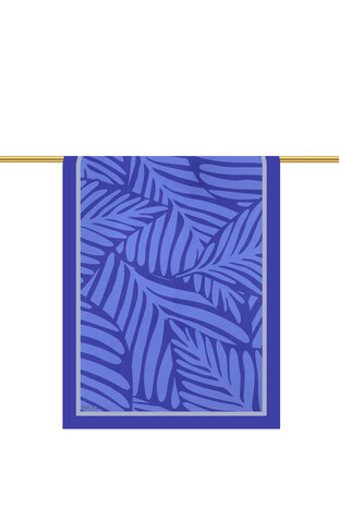 Blue Crop Pattern Twill Silk Scarf - Thumbnail