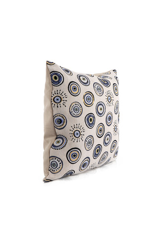 Blue Evil Eye Bead Pattern Tapestry Throw Pillow - Thumbnail