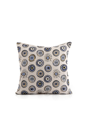 Blue Evil Eye Bead Pattern Tapestry Throw Pillow - Thumbnail