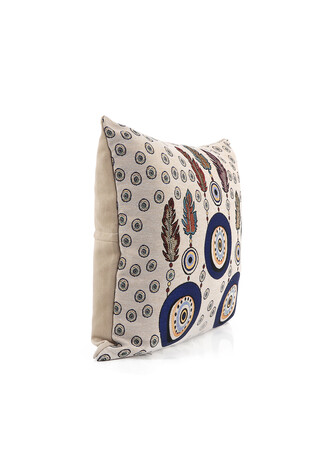 Blue Leaf Pattern Tapestry Throw Pillow - Thumbnail