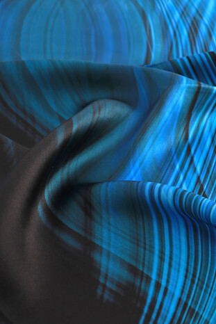 Blue Rainbow Pattern Sura Silk Square Scarf - Thumbnail