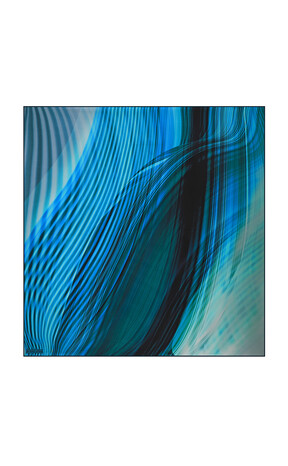 Blue Rainbow Pattern Sura Silk Square Scarf - Thumbnail