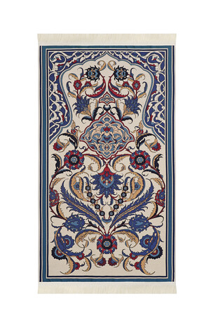 Blue Tile Pattern Tapestry Prayer Rug - Thumbnail