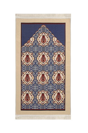 Blue Tulip Pattern Tapestry Prayer Rug - Thumbnail