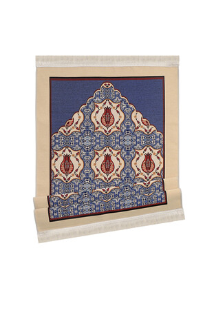 Blue Tulip Pattern Tapestry Prayer Rug - Thumbnail