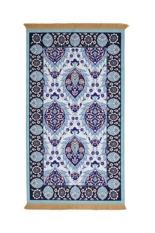 Blue Velvet Carpet Prayer Rug - Thumbnail