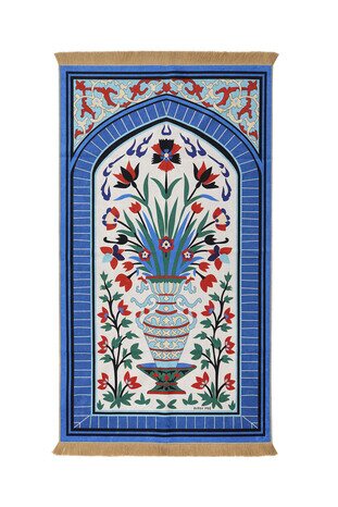 Blue Velvet Carpet Prayer Rug - Thumbnail