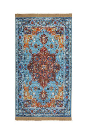 Blue Velvet Carpet Prayer Rug - Thumbnail