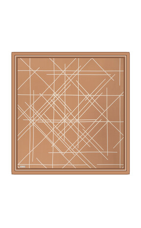 Bronze Echo Pattern Twill Silk Square Scarf - Thumbnail