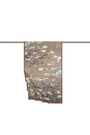 Brown Almond Blossom Silky Scarf - Thumbnail