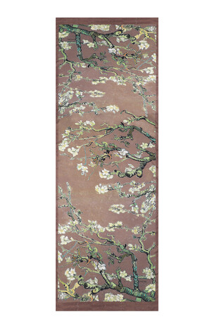 Brown Almond Blossom Silky Scarf - Thumbnail