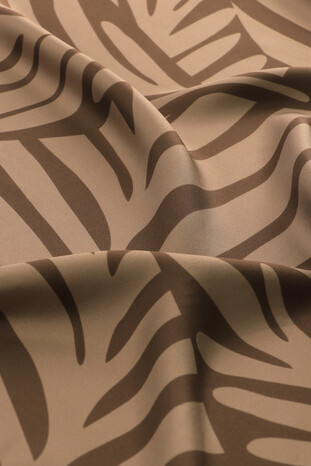 Brown Crop Pattern Twill Silk Scarf - Thumbnail