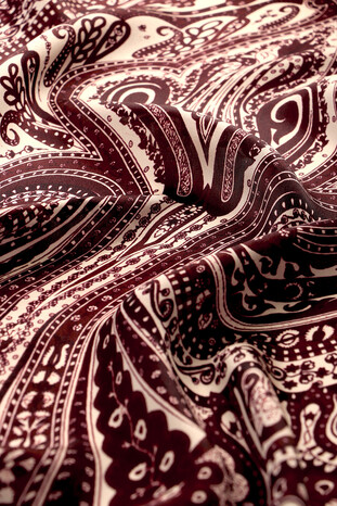 Brown Nile Pattern Sura Silk Scarf - Thumbnail